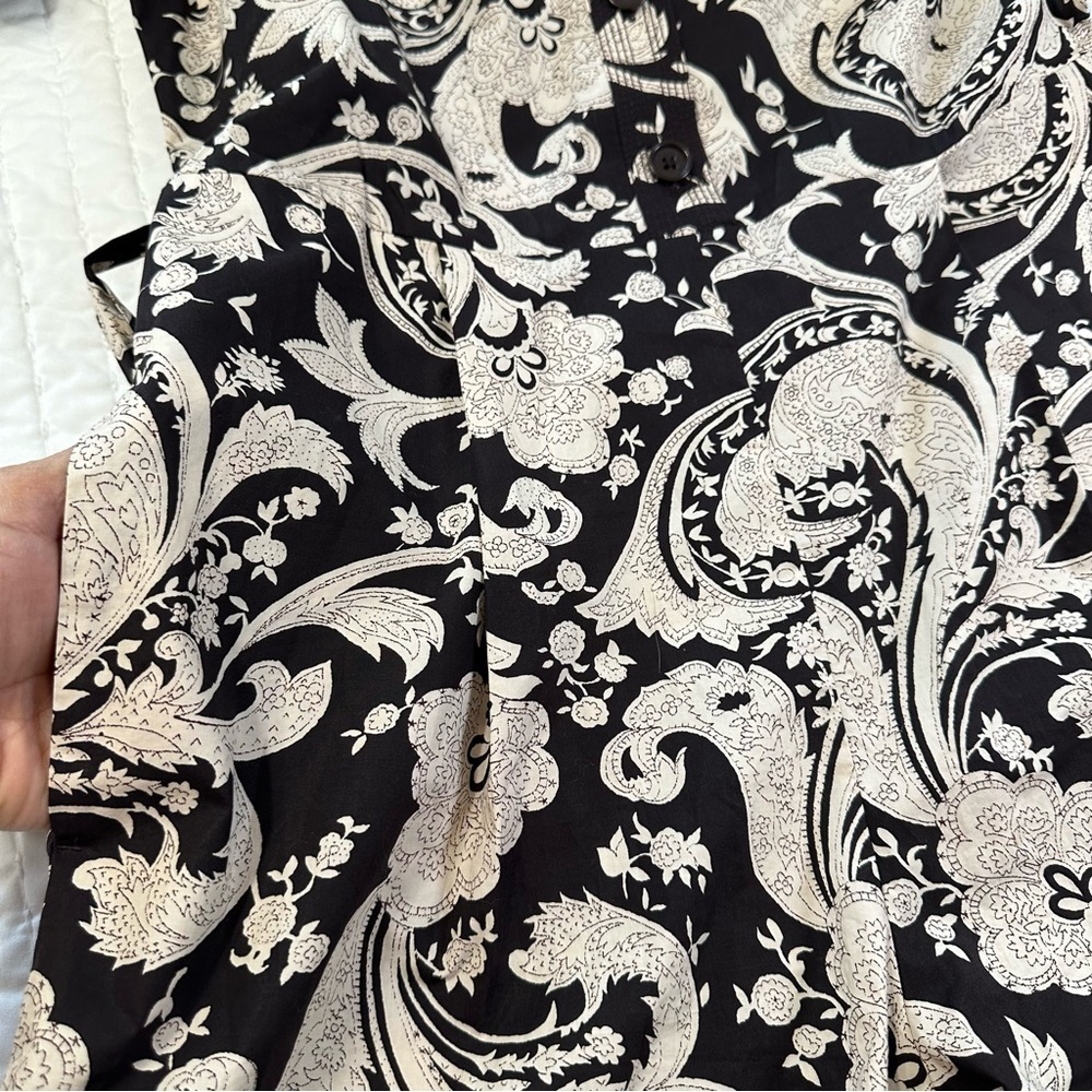Rebecca Taylor Paisley Jumpsuit 100% Cotton Brown Belted With Pockets Size M - Picture 12 of 16